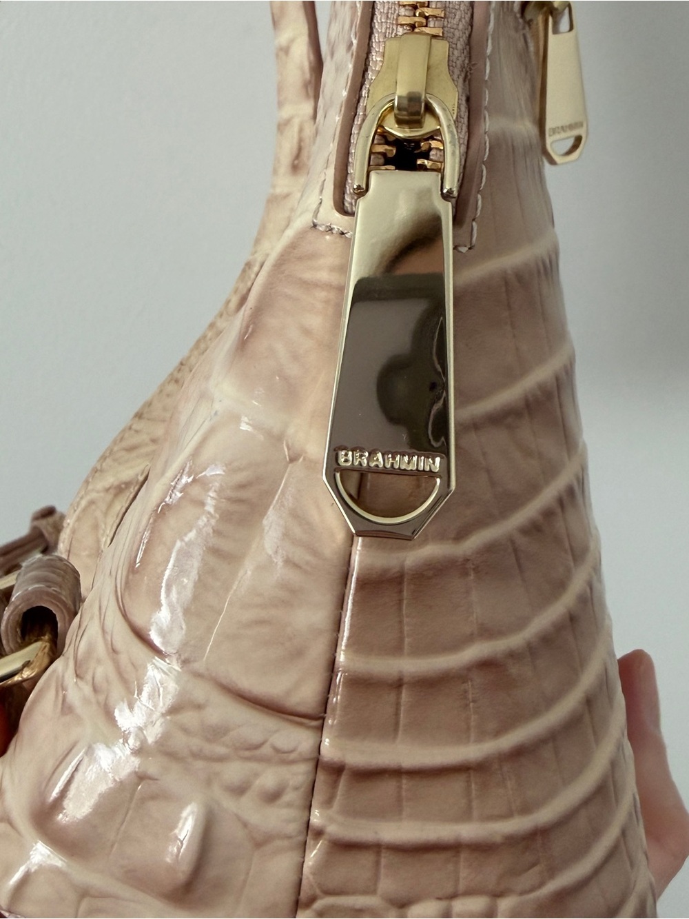 Brahmin Melbourne Mini Backpack Blush Pink Croc Embossed Leather Gold NWOT - Picture 7 of 14